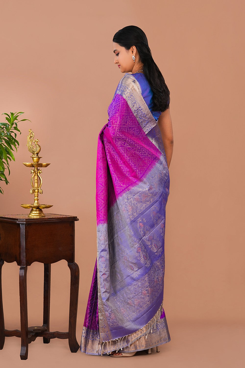 Image of South Silk Brocade Purple Saree
