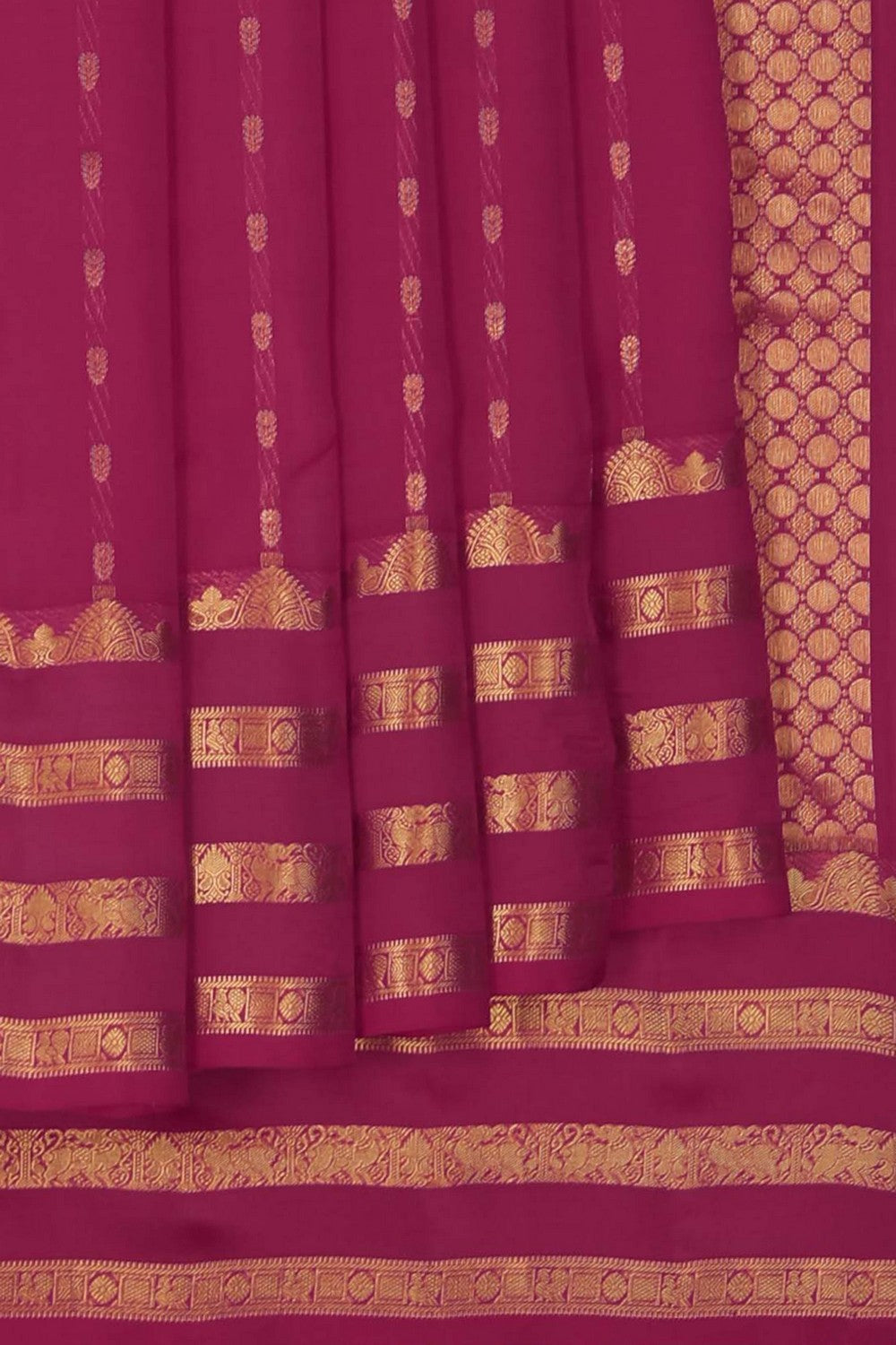 Image of South Silk Fuchsia-Pink Saree