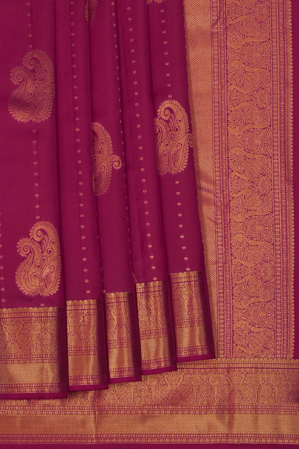 Image of South Silk Fuchsia Pink Saree