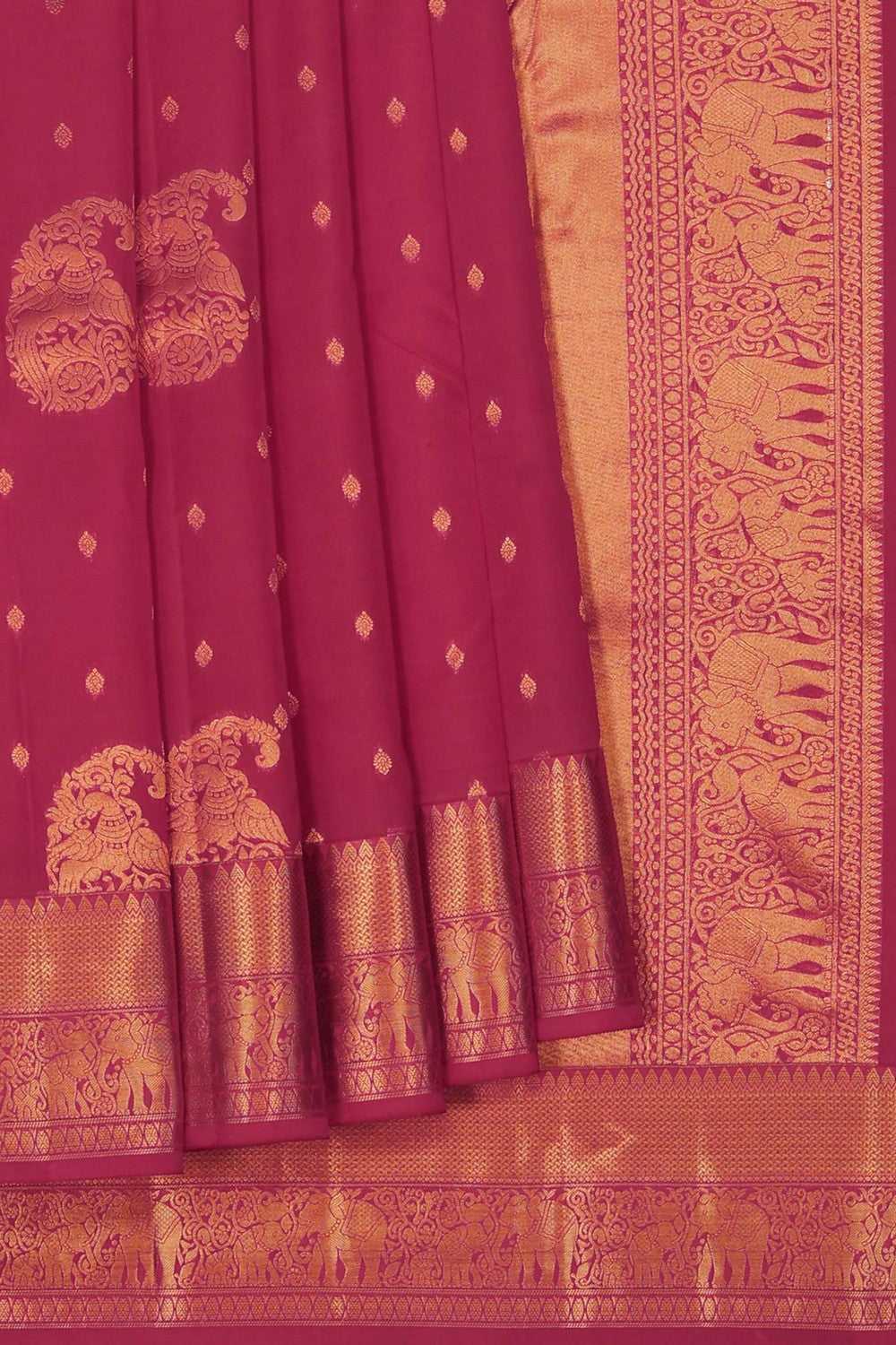 Image of South Silk Fuchsia-Pink Saree