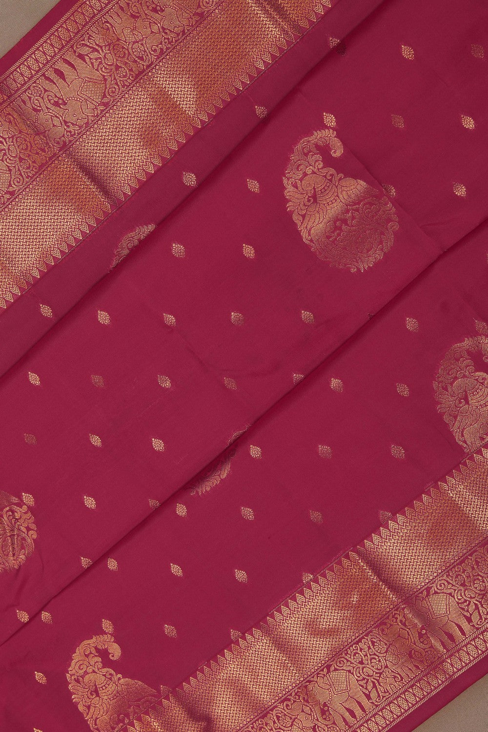 Image of South Silk Fuchsia-Pink Saree