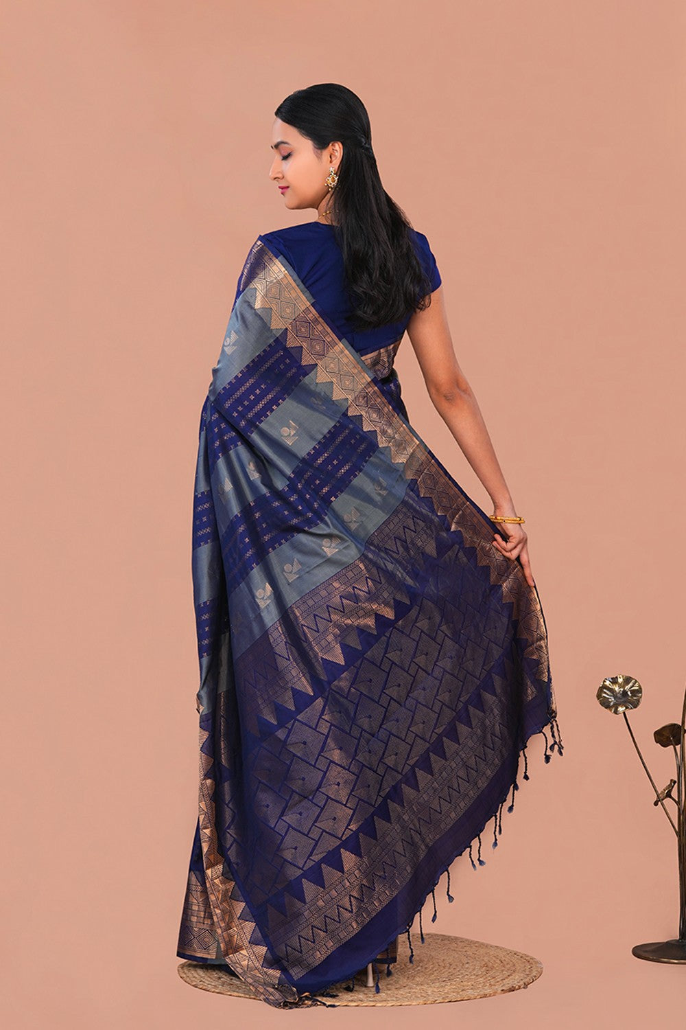 Image of South Silk Navy Blue Saree
