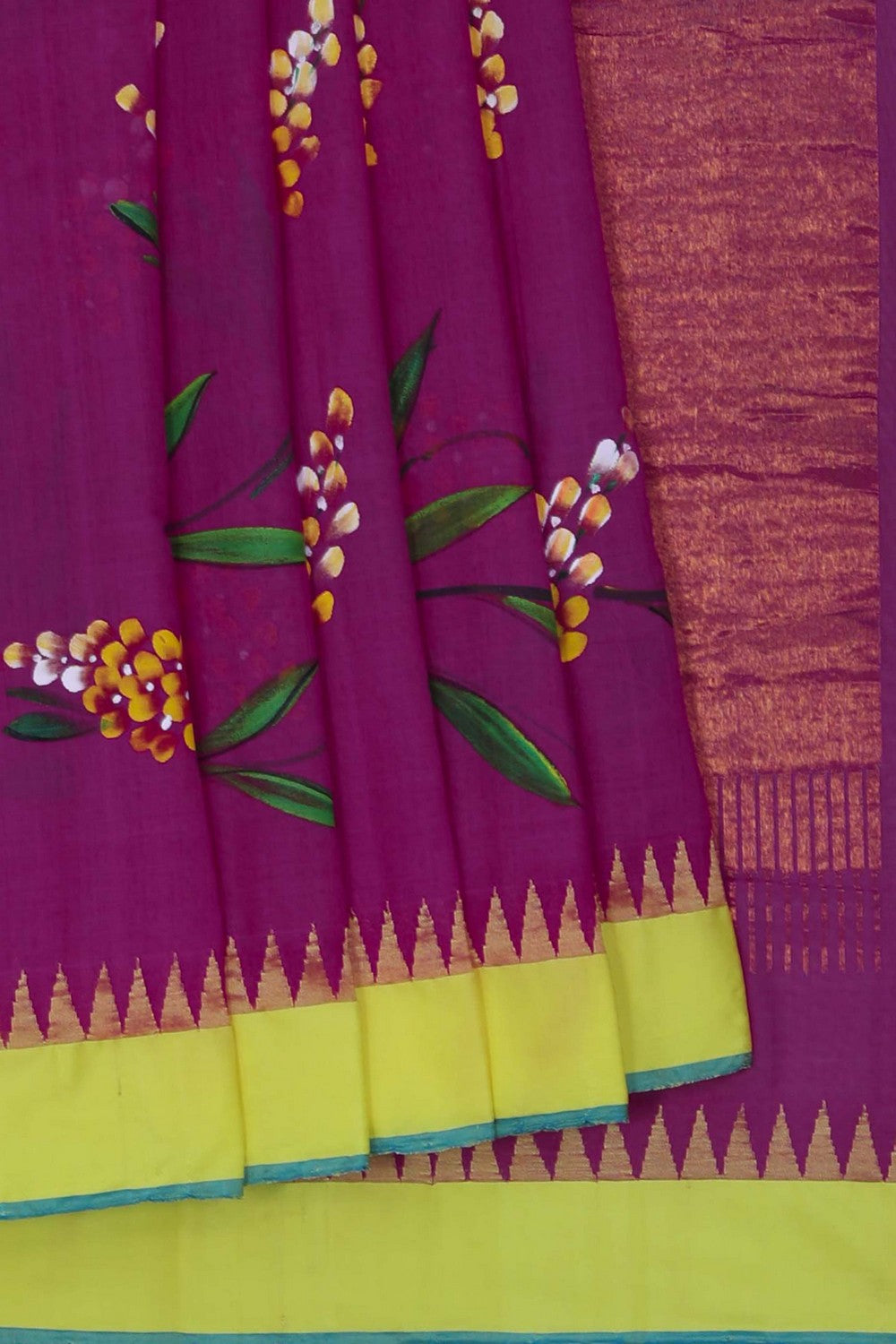 Ponduru Cotton Magenta Pink Saree