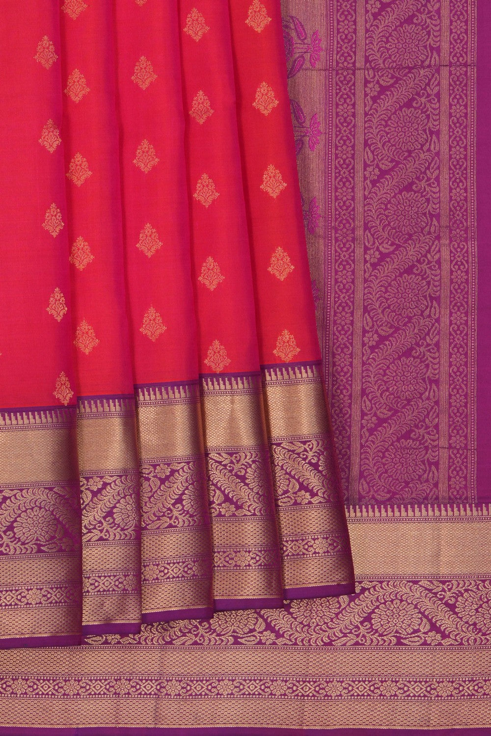 South Silk Fuchsia-Pink Saree
