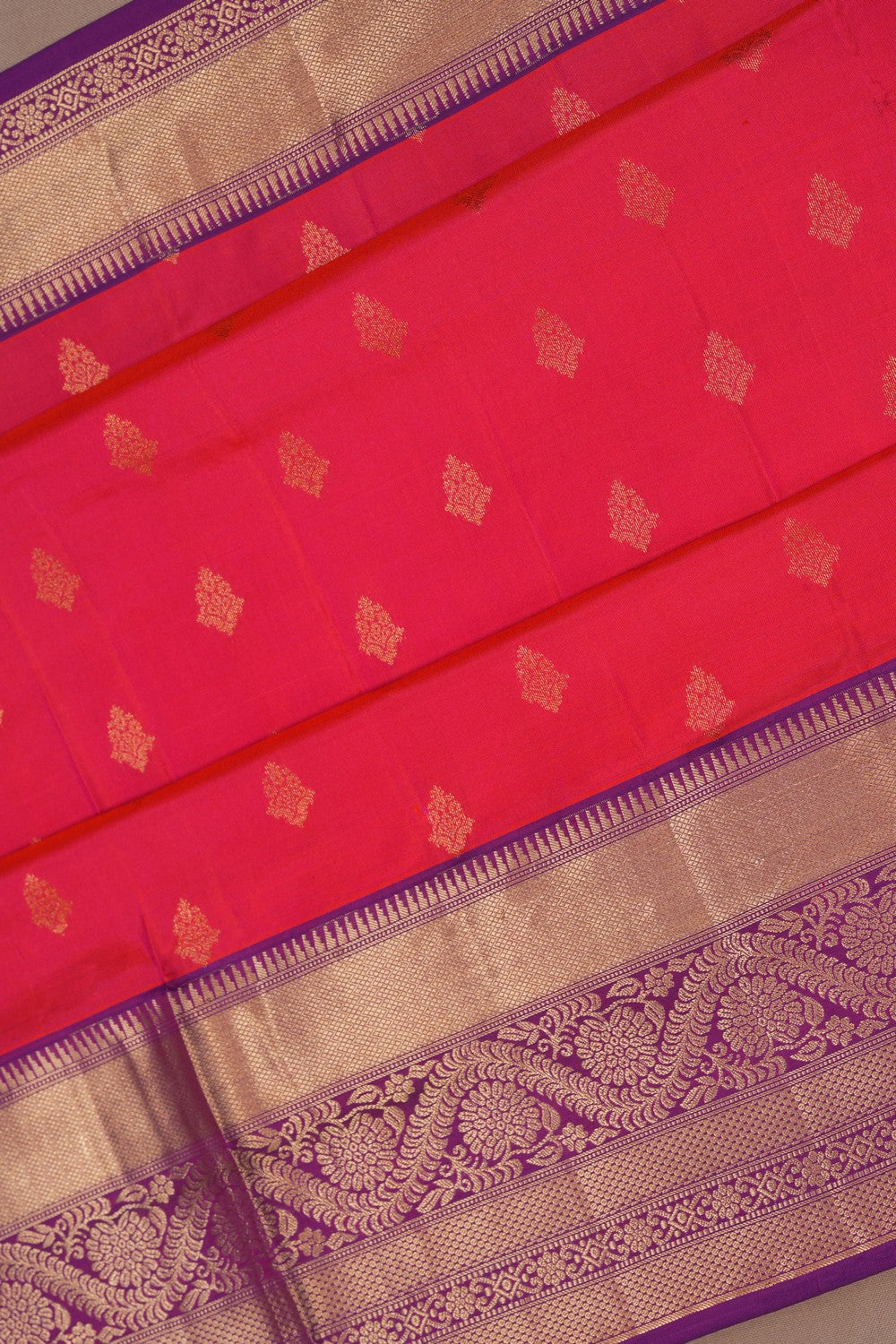 South Silk Fuchsia-Pink Saree