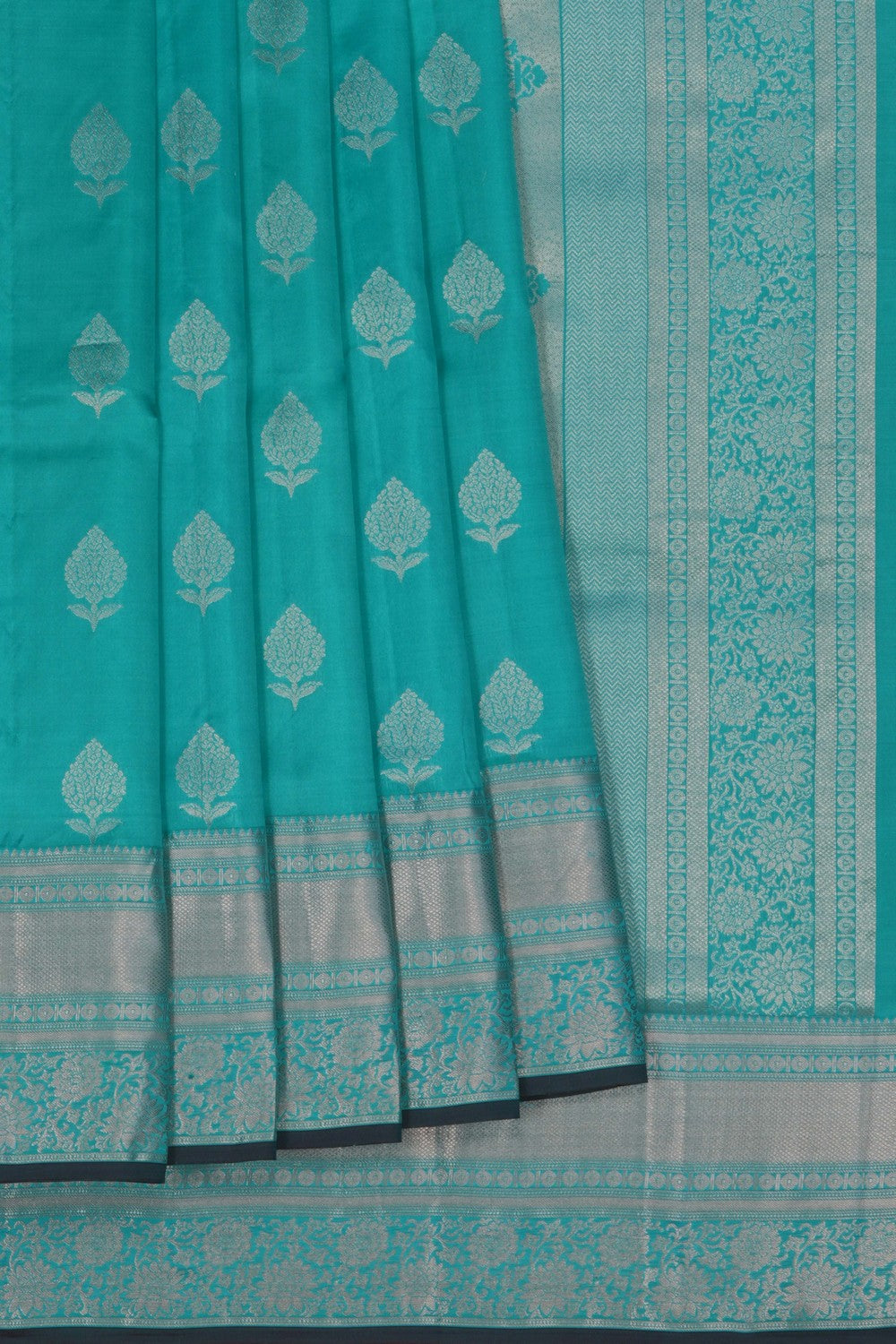 Image of South Silk Turquoise Blue Saree