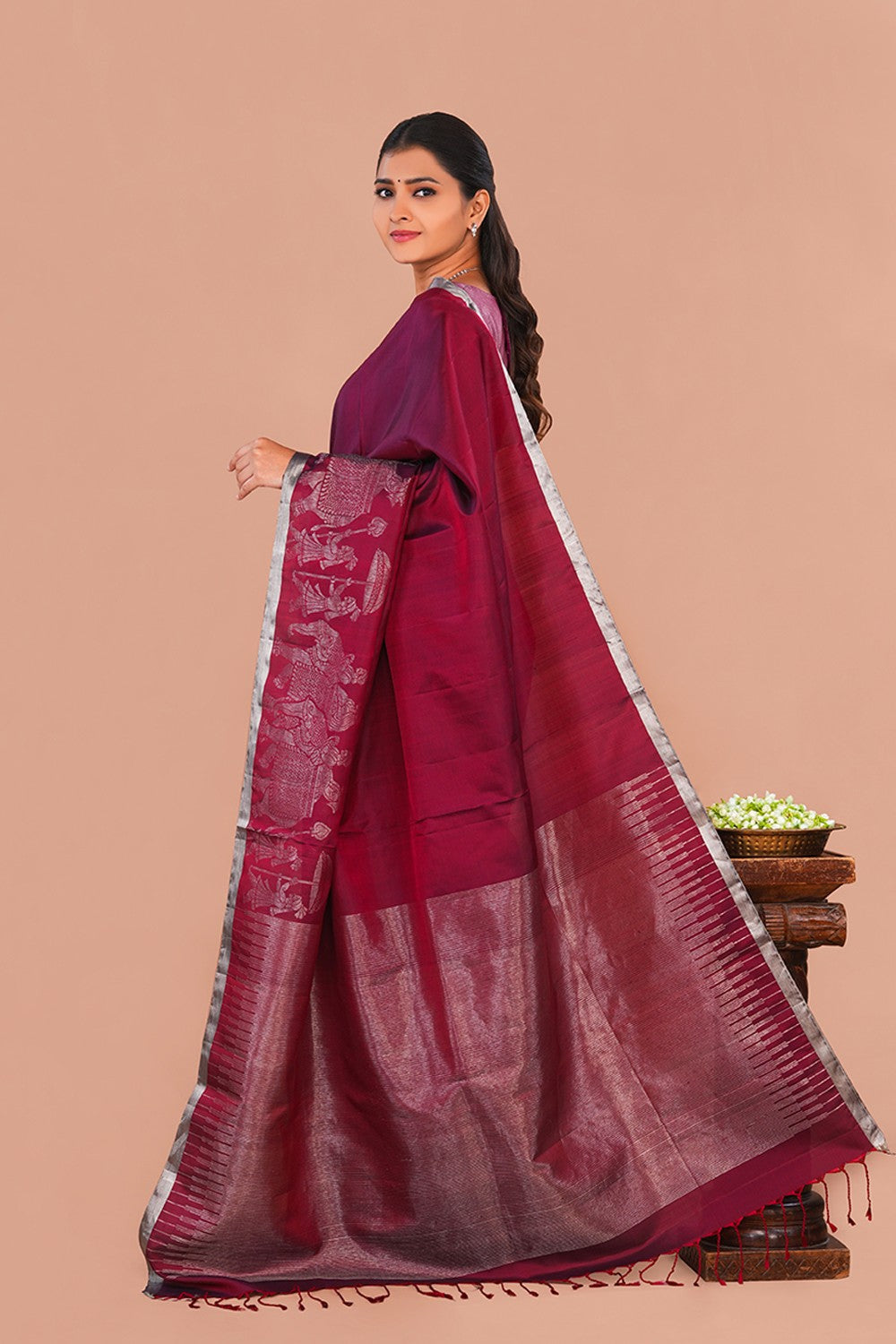 Image of South Silk Maroon Saree