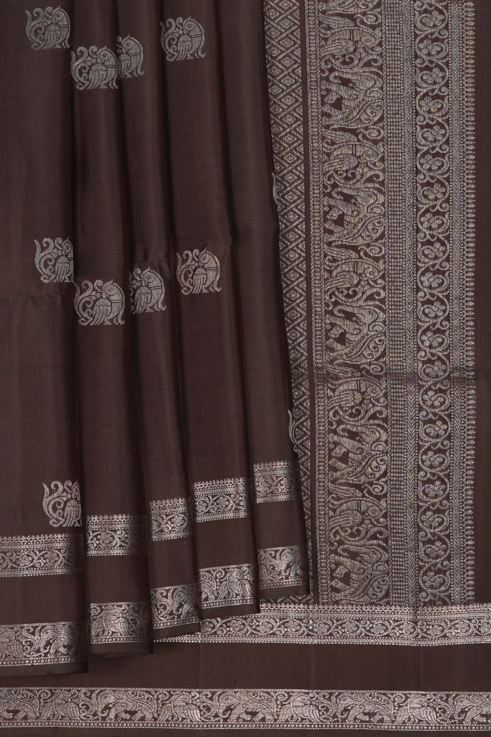 Image of South Silk Moss Brown Saree