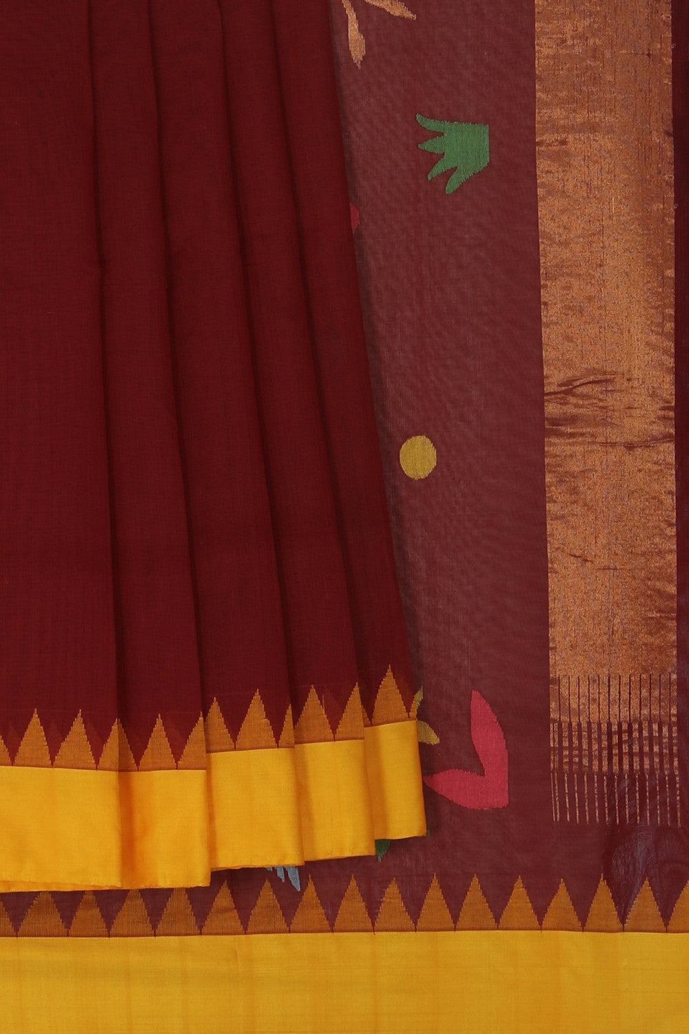 Uppada Cotton Maroon Saree