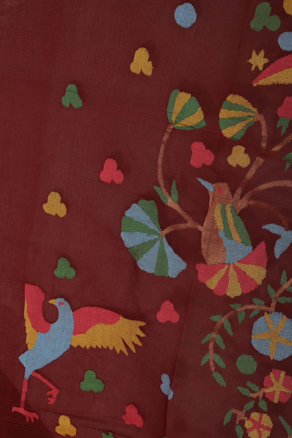 Uppada Cotton Maroon Saree