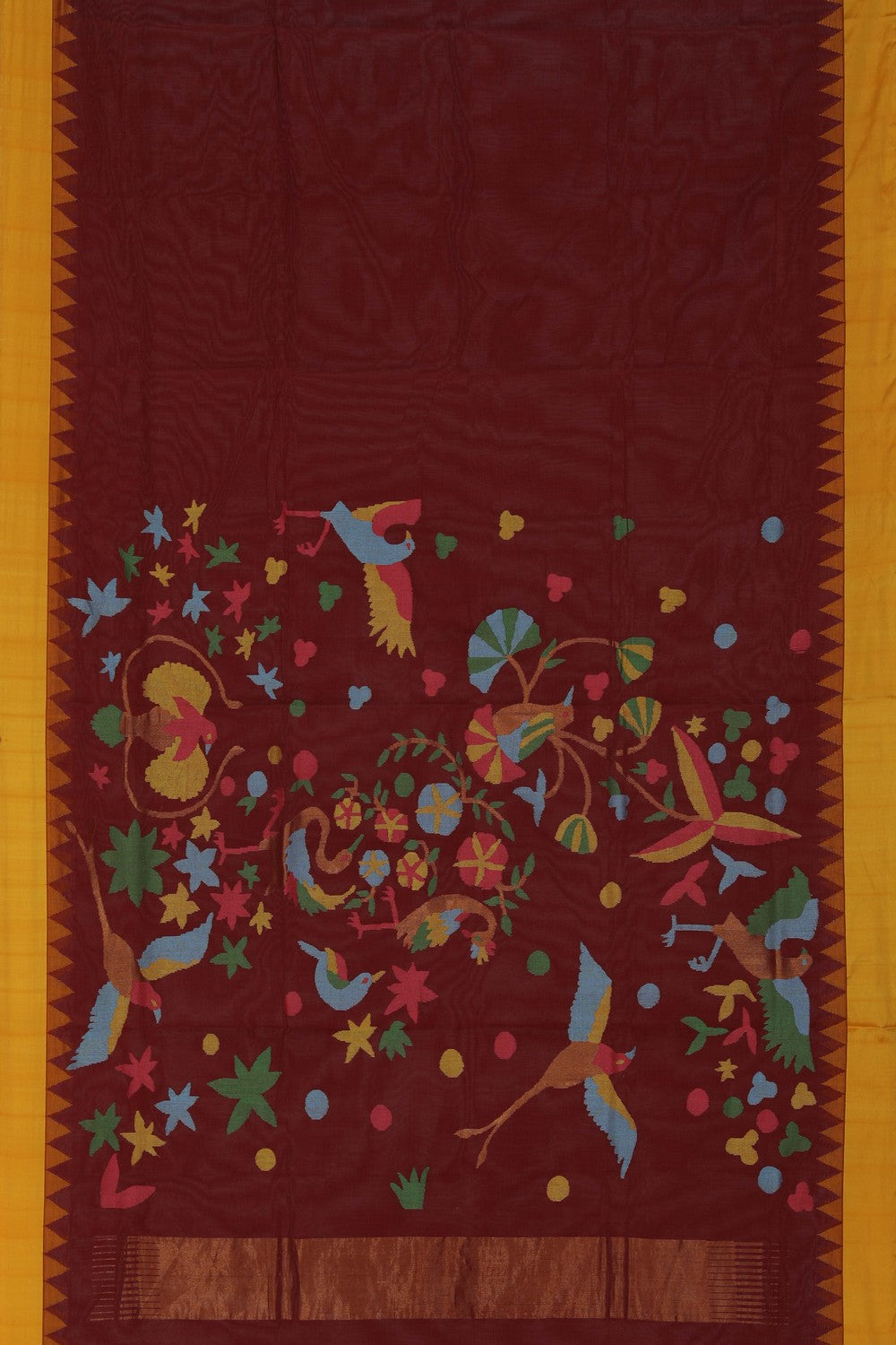 Uppada Cotton Maroon Saree