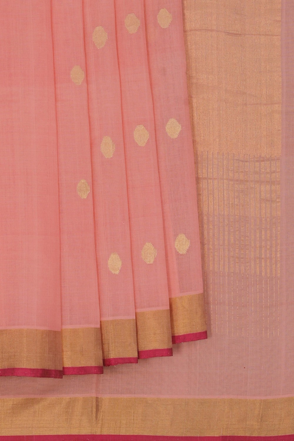 Uppada Cotton Coral-Pink Saree