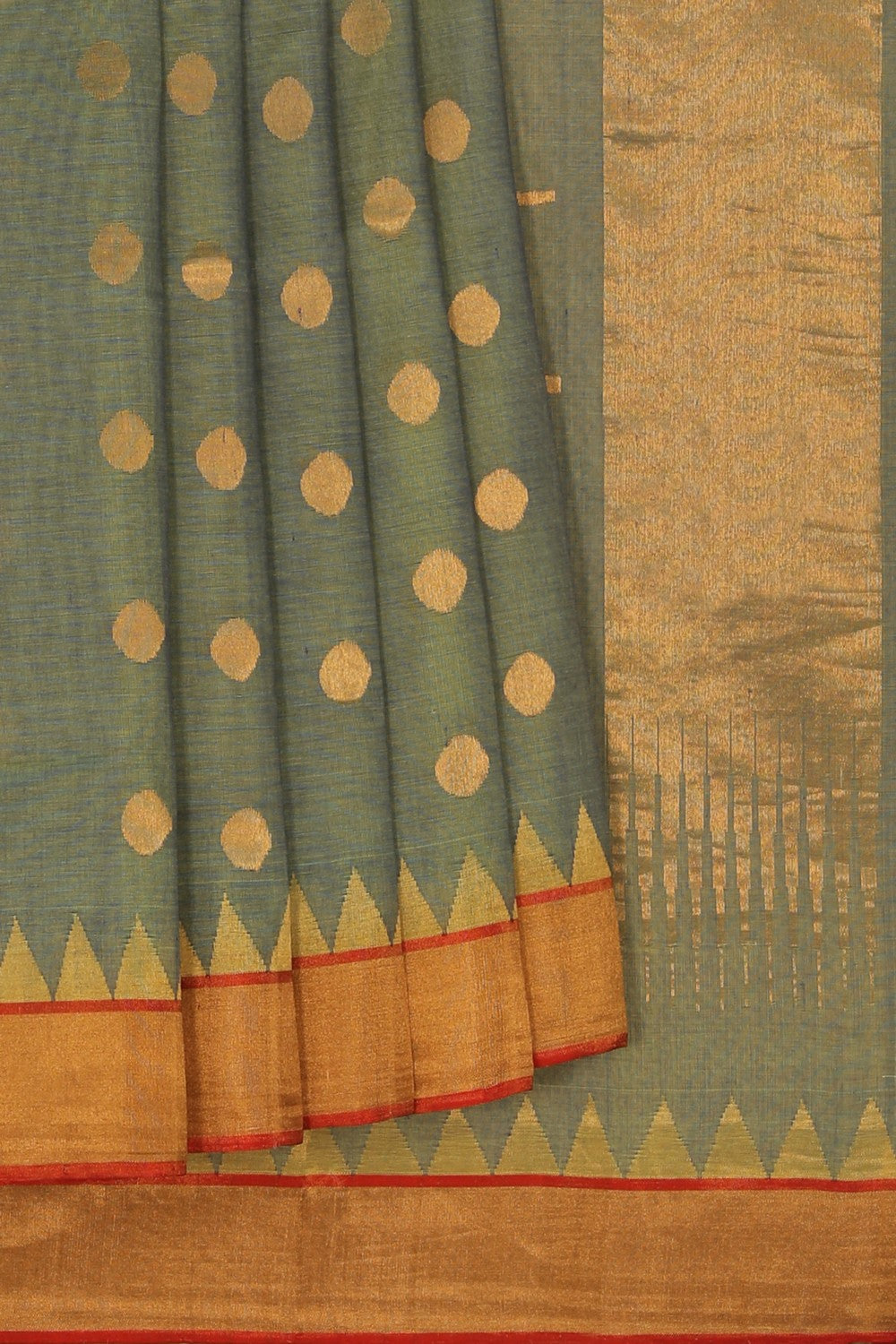 Image of Uppada Cotton Moss Green Saree