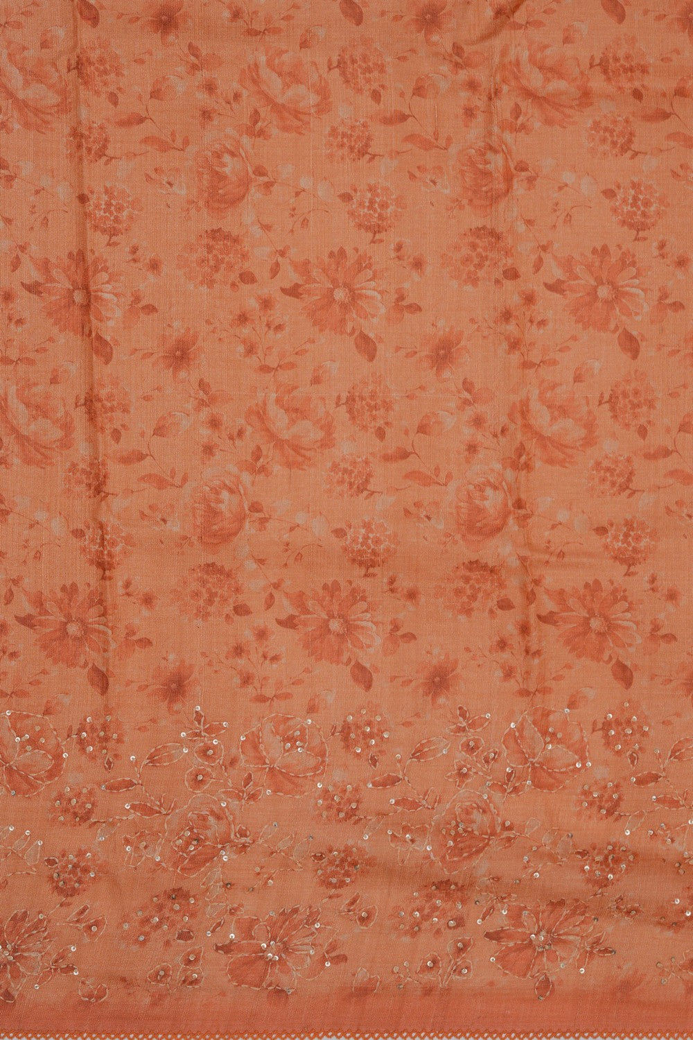 Image of A Tussar Embroidery Peach Saree