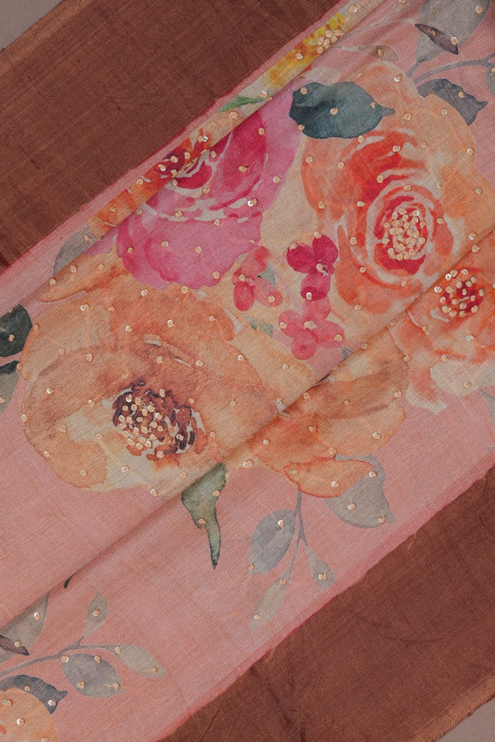 Image of A Tussar Embroidery Pink Saree