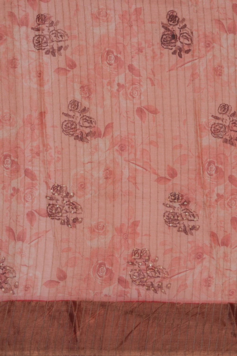 Image of A Tussar Embroidery Pink Saree