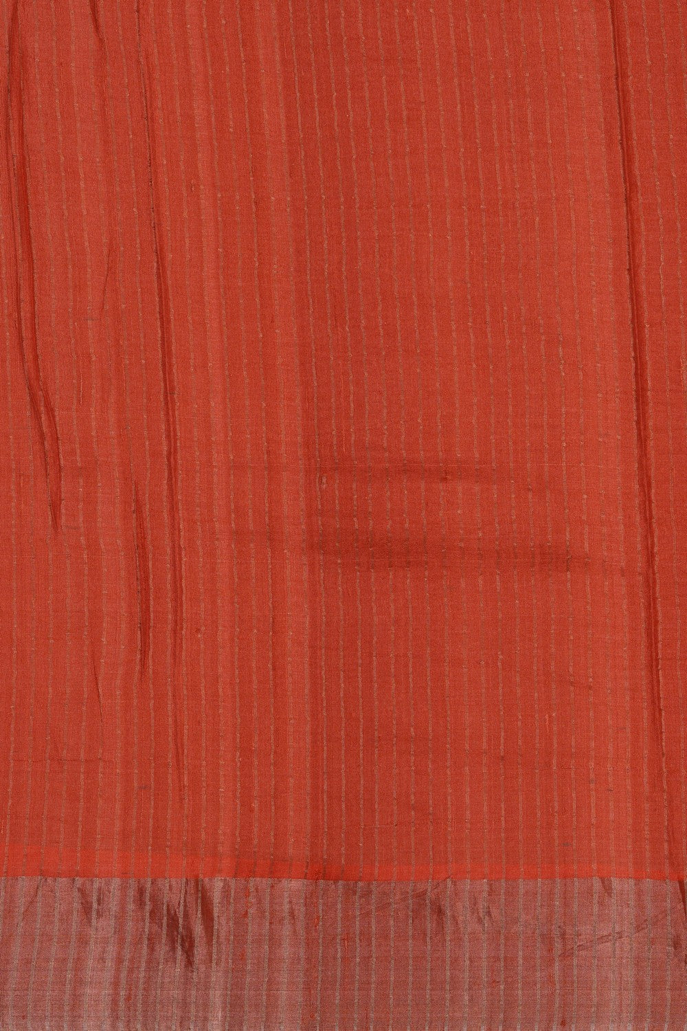 Image of A Tussar Embroidery Orange Saree