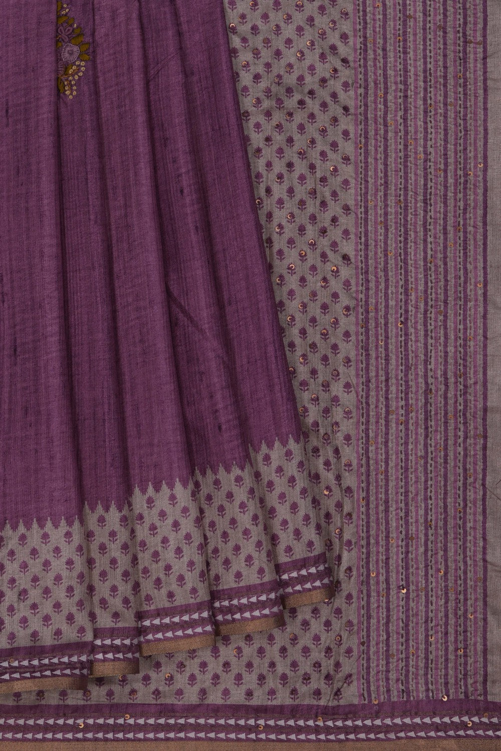 Image of Tussar Silk Embroidered Saree