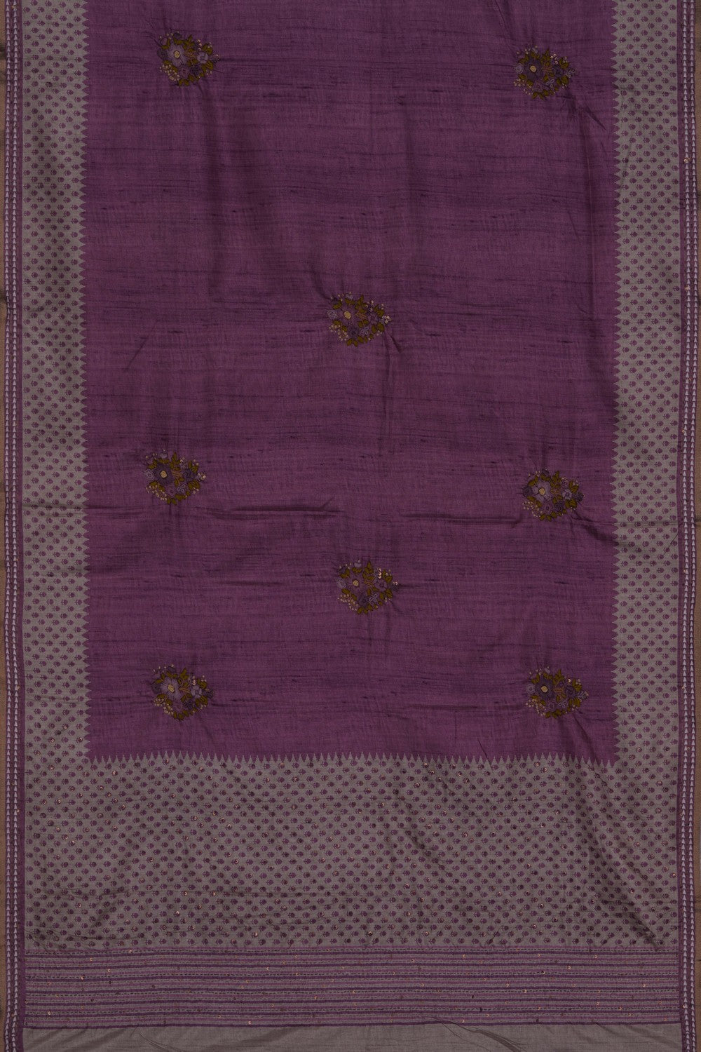 Image of Tussar Silk Embroidered Saree