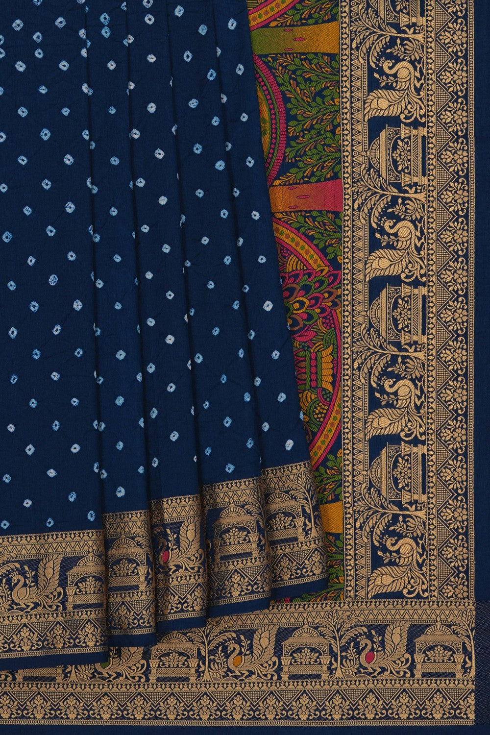 Image of Bandhani Blue Saree
