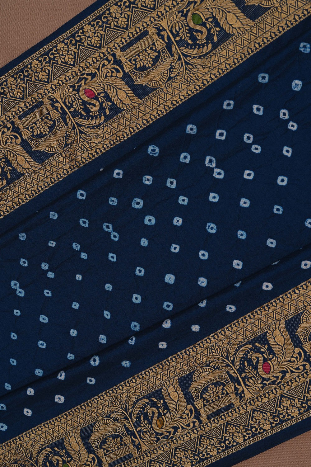 Image of Bandhani Blue Saree