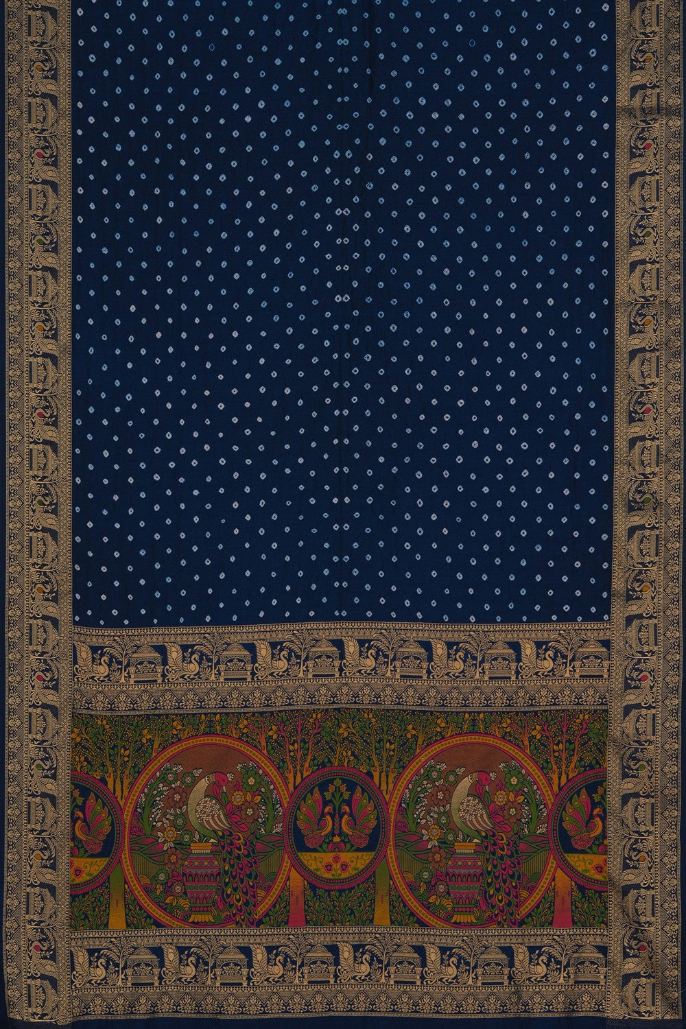 Image of Bandhani Blue Saree