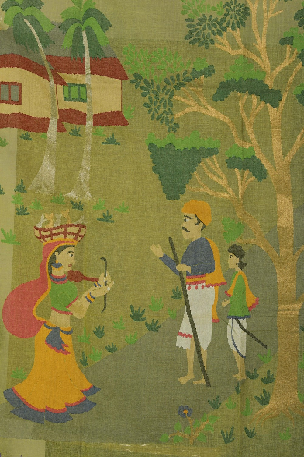 Ponduru Cotton Green Saree