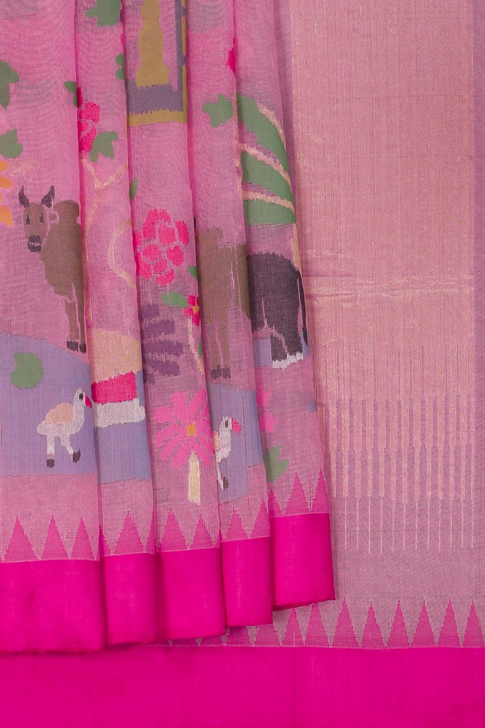 Image of Ponduru Cotton Pink Saree