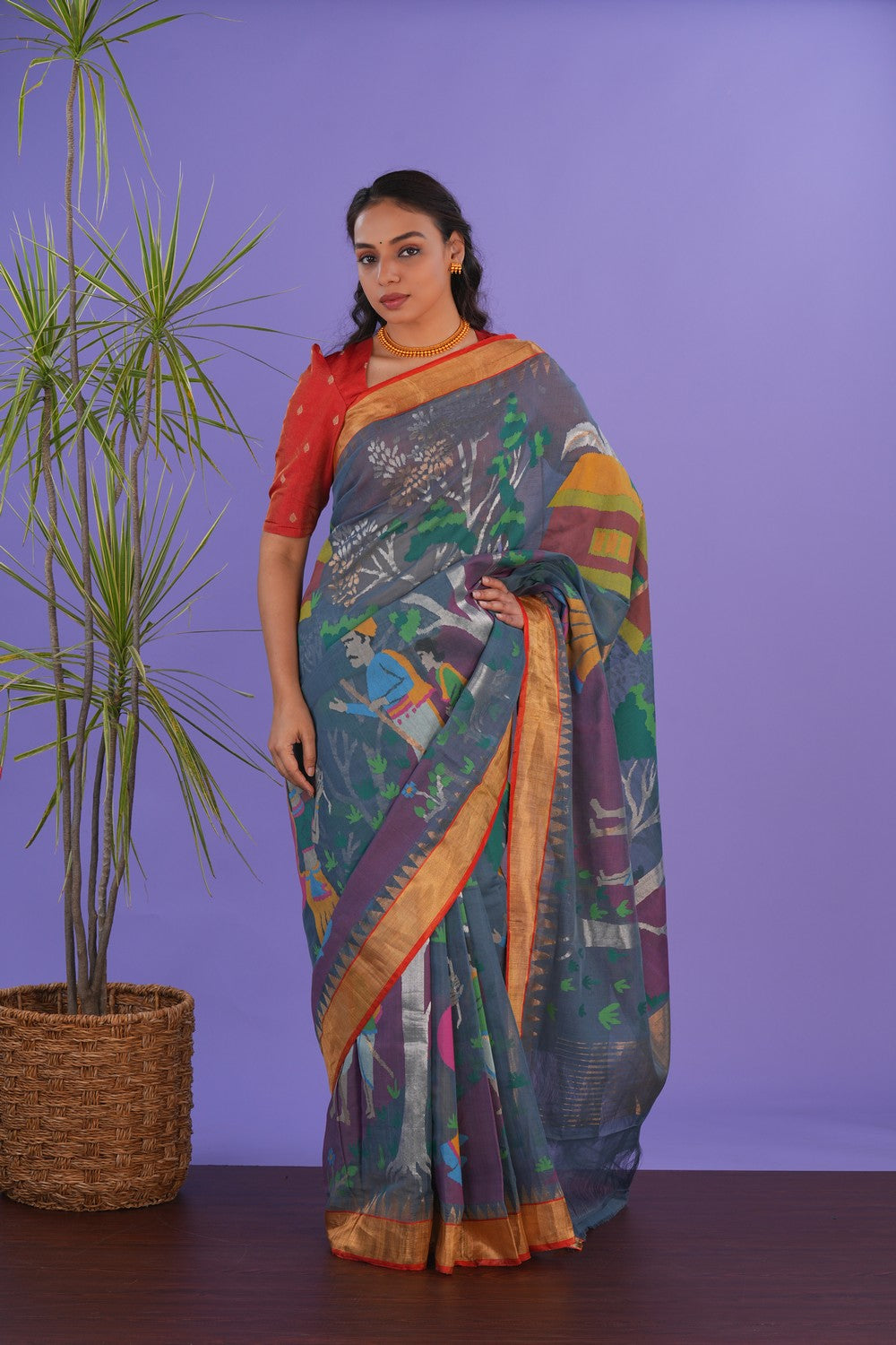 Image of Ponduru Cotton Grey Saree