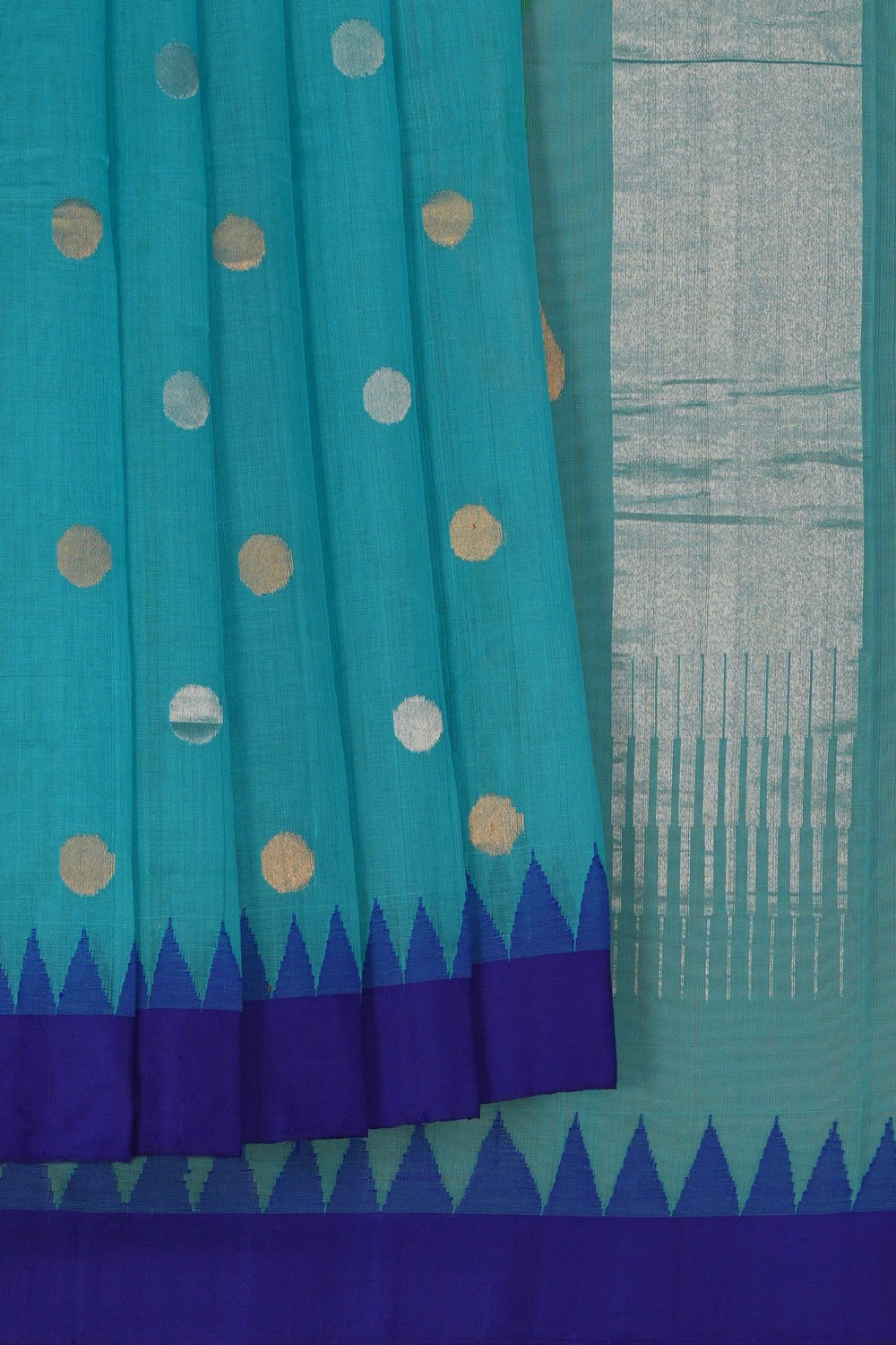Image of Ponduru Cotton Blue Saree