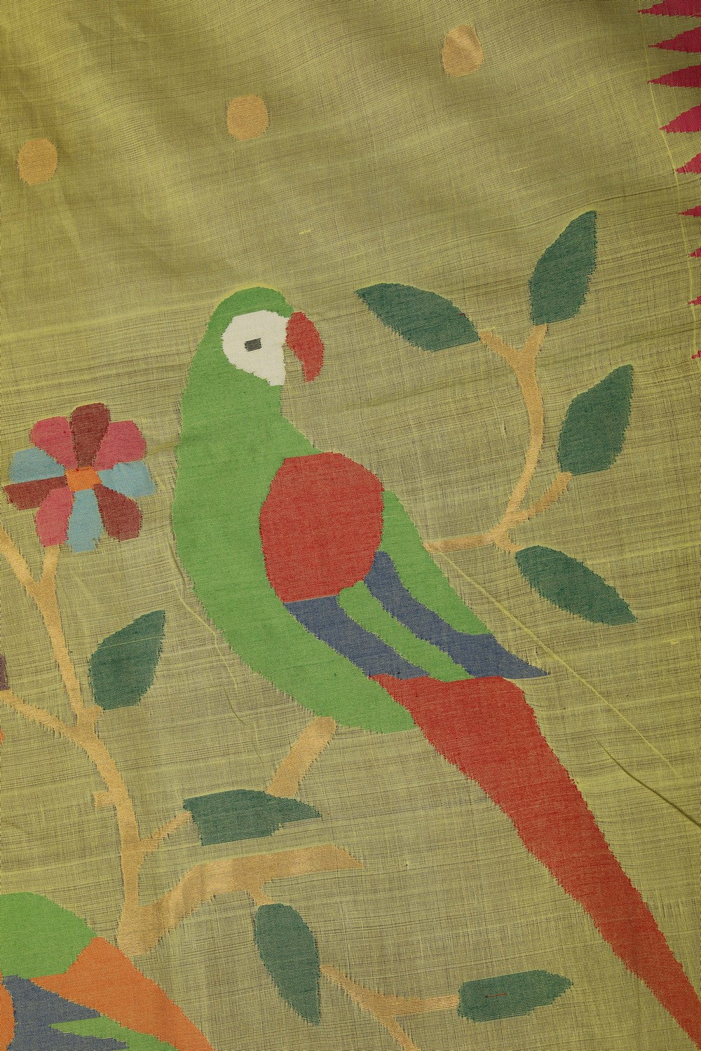 Image of Ponduru Cotton Yellow Saree