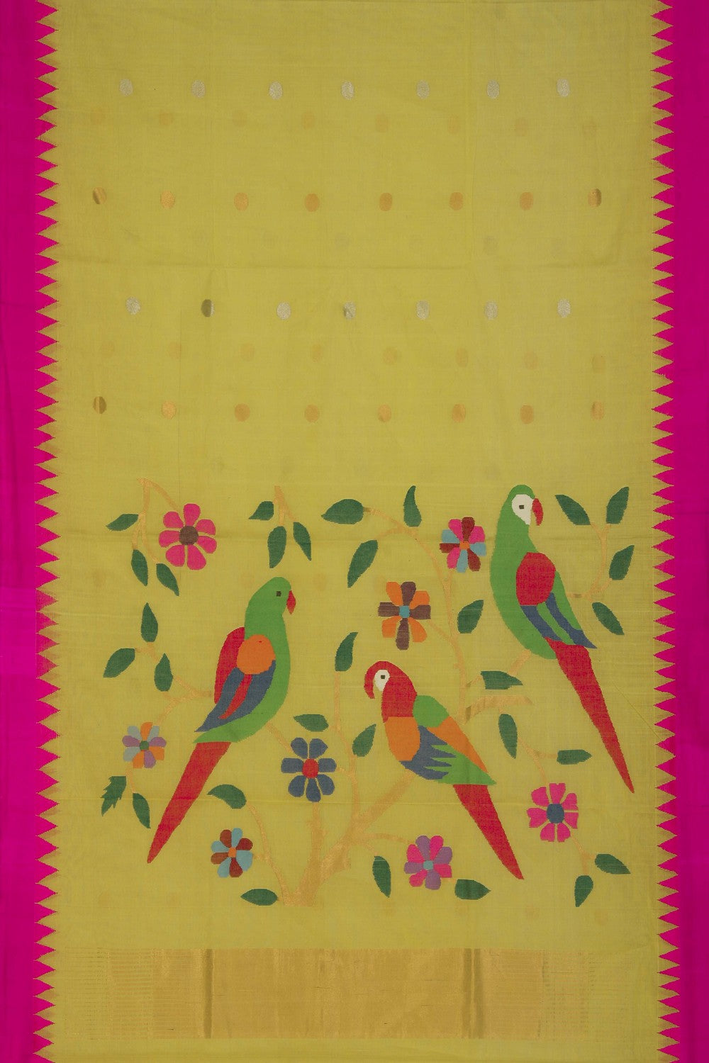 Image of Ponduru Cotton Yellow Saree