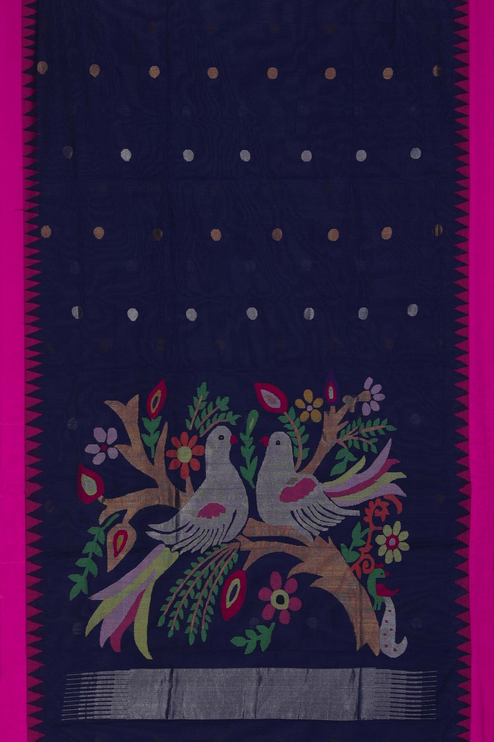 Image of Ponduru Cotton Navy Blue Saree