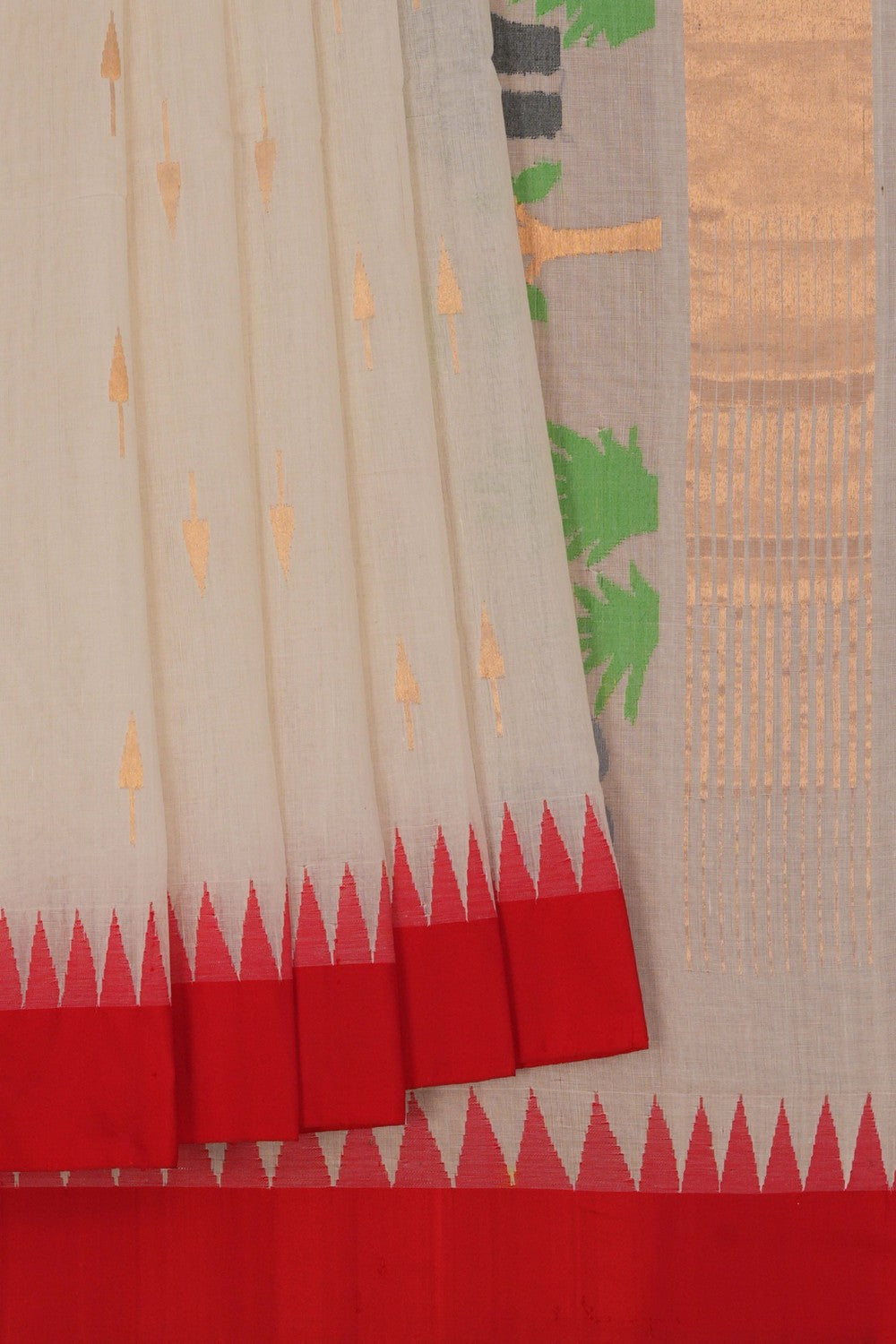 Image of Ponduru Cotton Off-White Saree