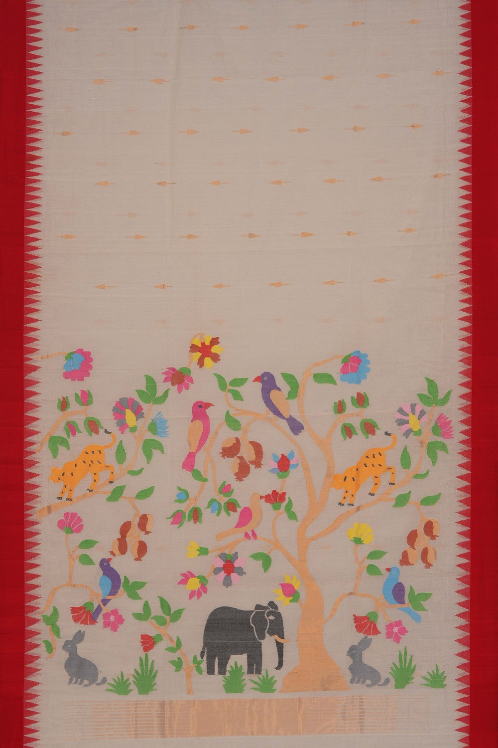 Image of Ponduru Cotton Off-White Saree