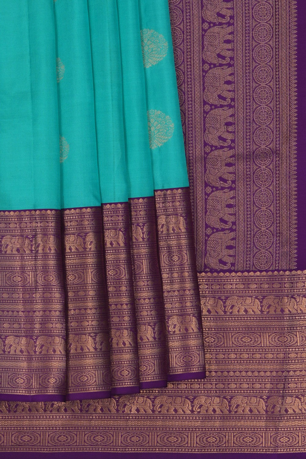 South Silk Turquoise Blue Saree
