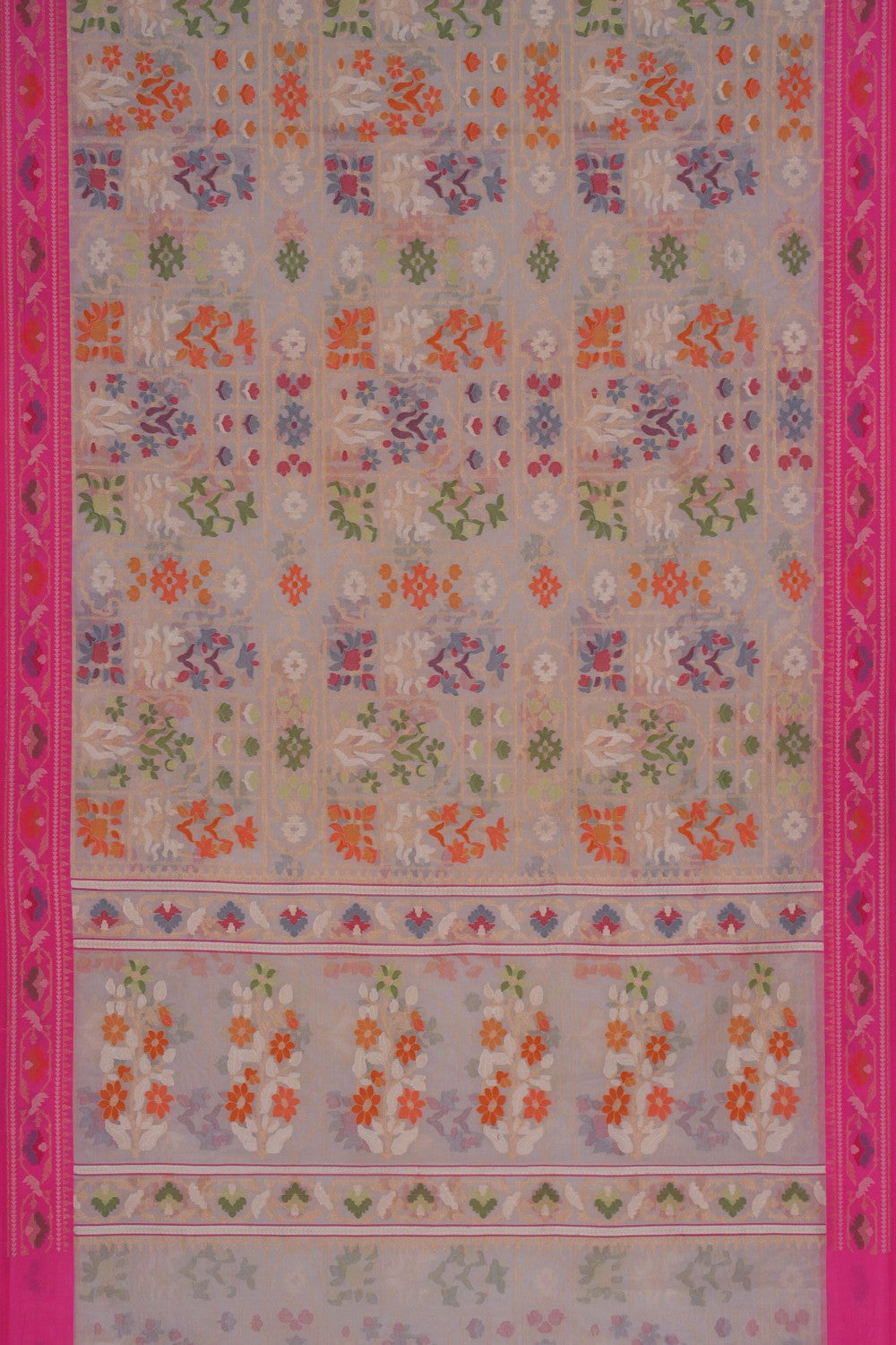 Image of Kora Silk Dhakai Jamdani Saree