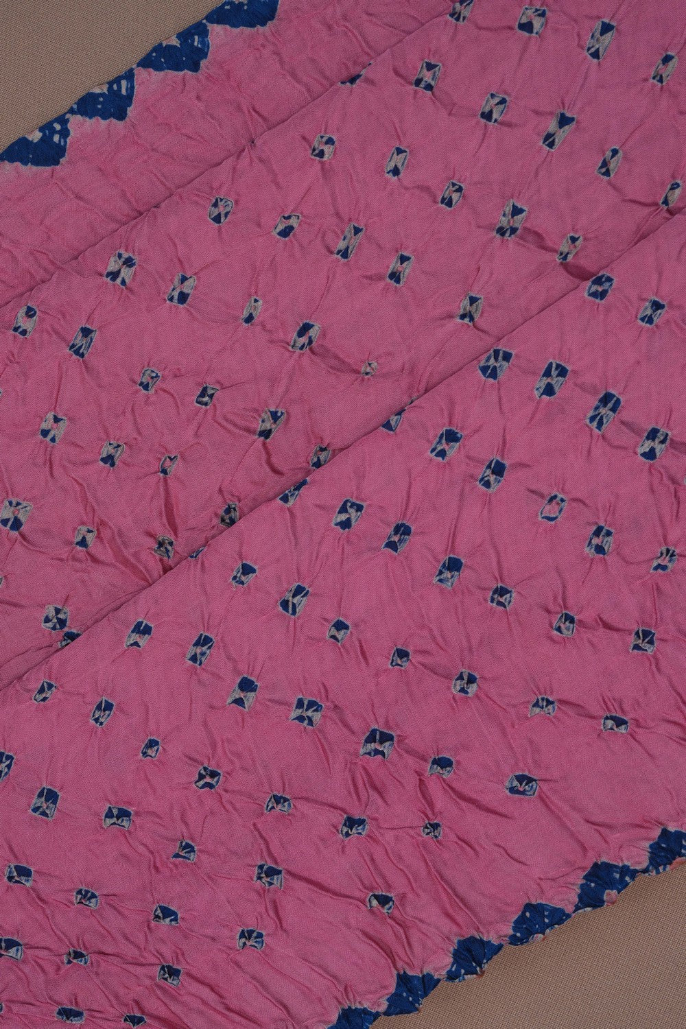 Image of Ajrakh-inspired Printed Bandhani Saree