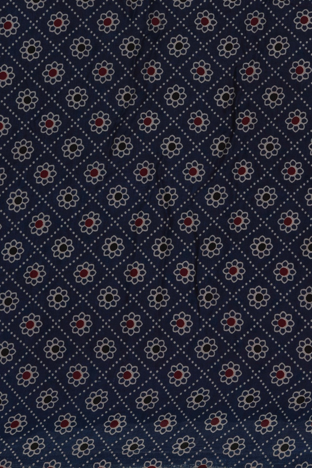 Image of Ajrakh-inspired Printed Bandhani Saree