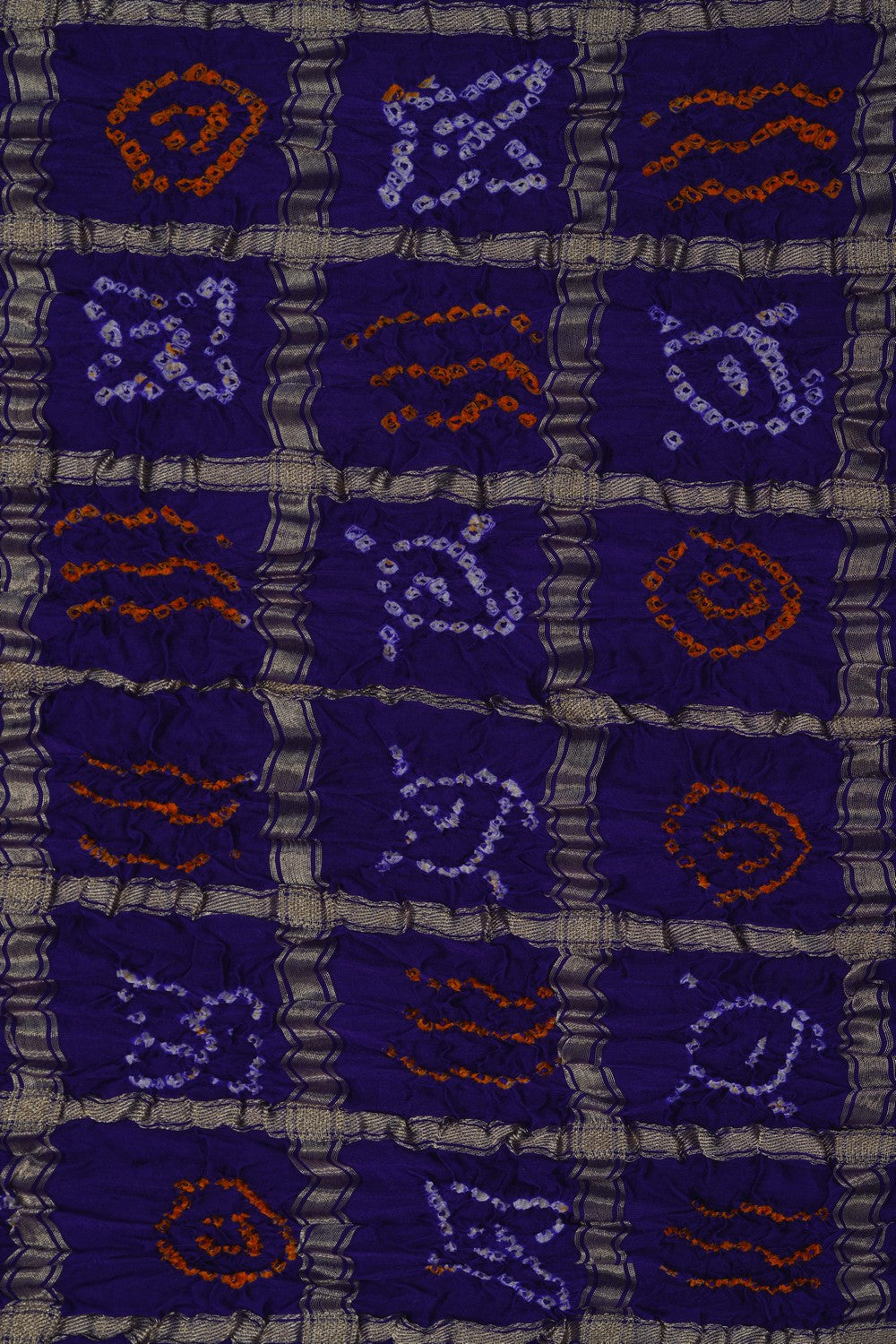 Image of Bandhani Saree with Zari Check Pattern