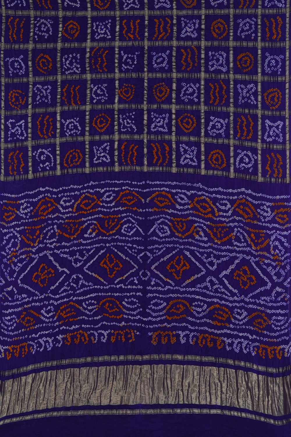 Image of Bandhani Saree with Zari Check Pattern