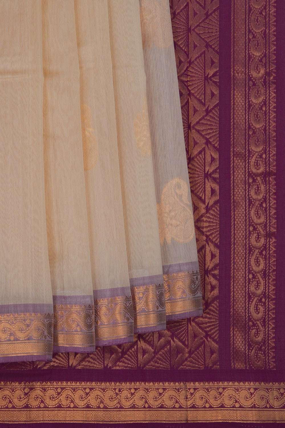 Image of South Cotton-Silk Off-White Saree