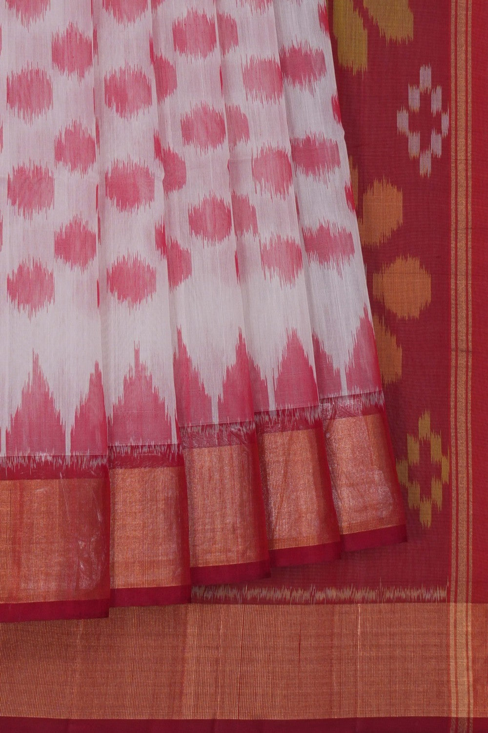 Image of South Cotton-Silk White Saree