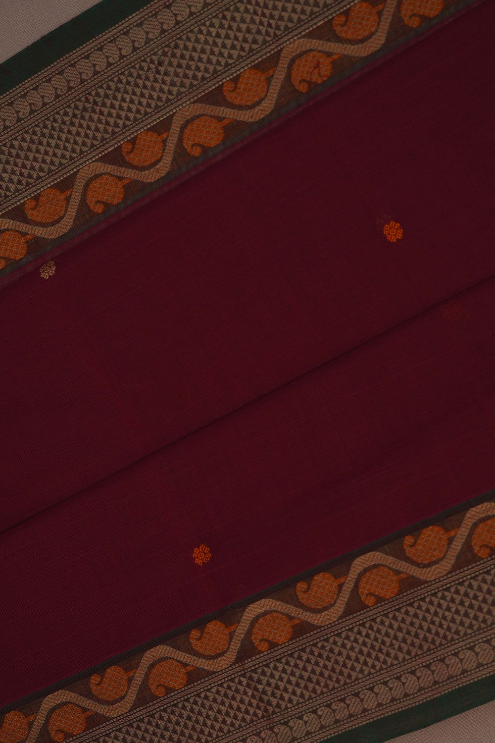 Image of Kanchi Cotton Caramel Maroon Saree