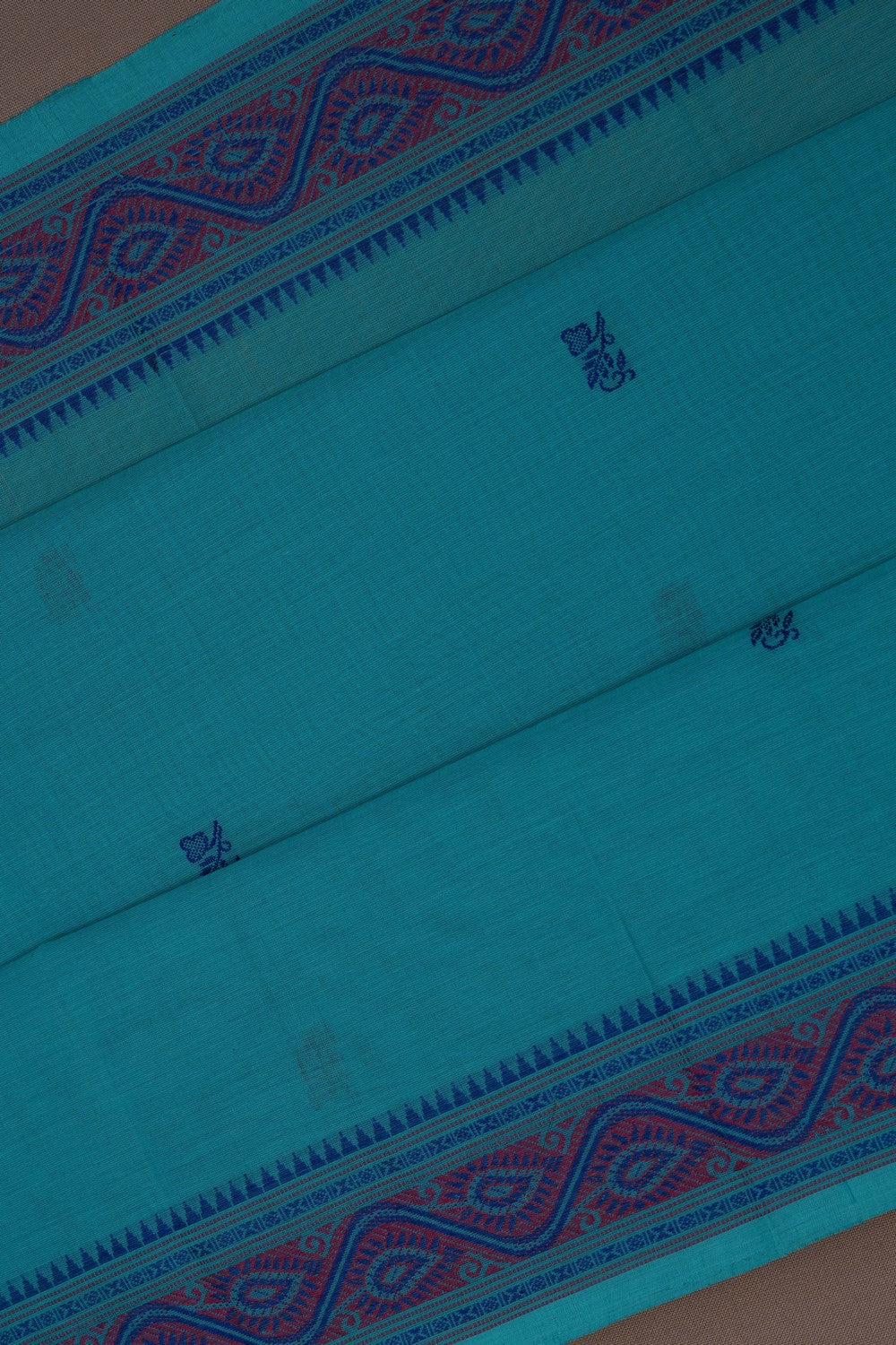 Image of Kanchi Cotton Sea Blue Saree