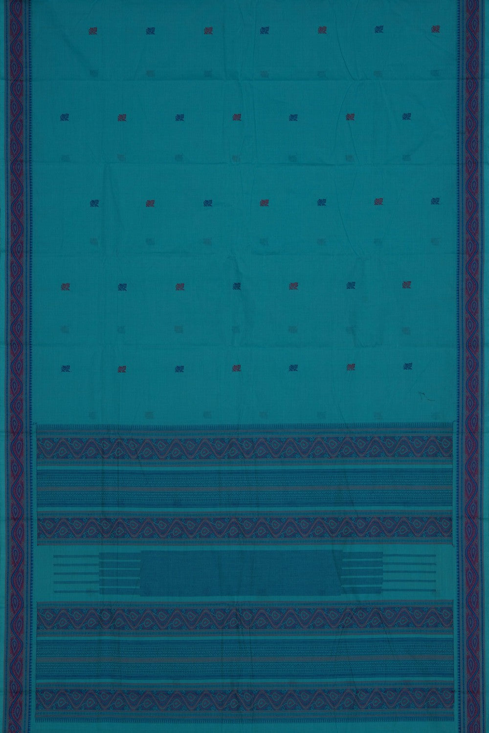 Image of Kanchi Cotton Sea Blue Saree