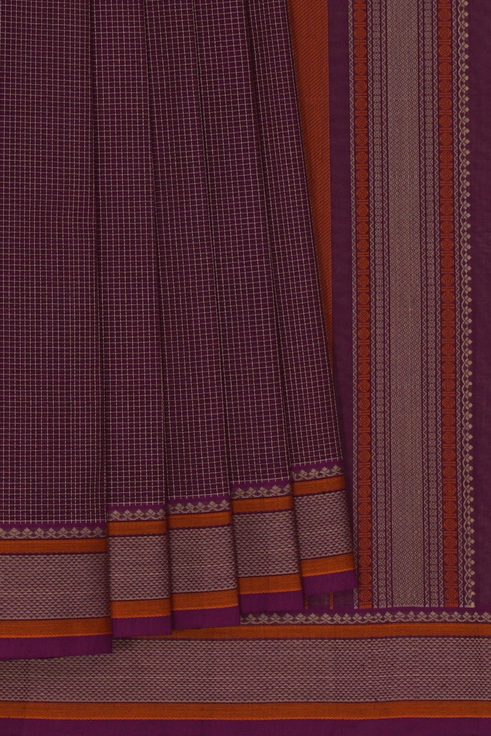 Image of Kanchi Cotton Kattam Purple Saree