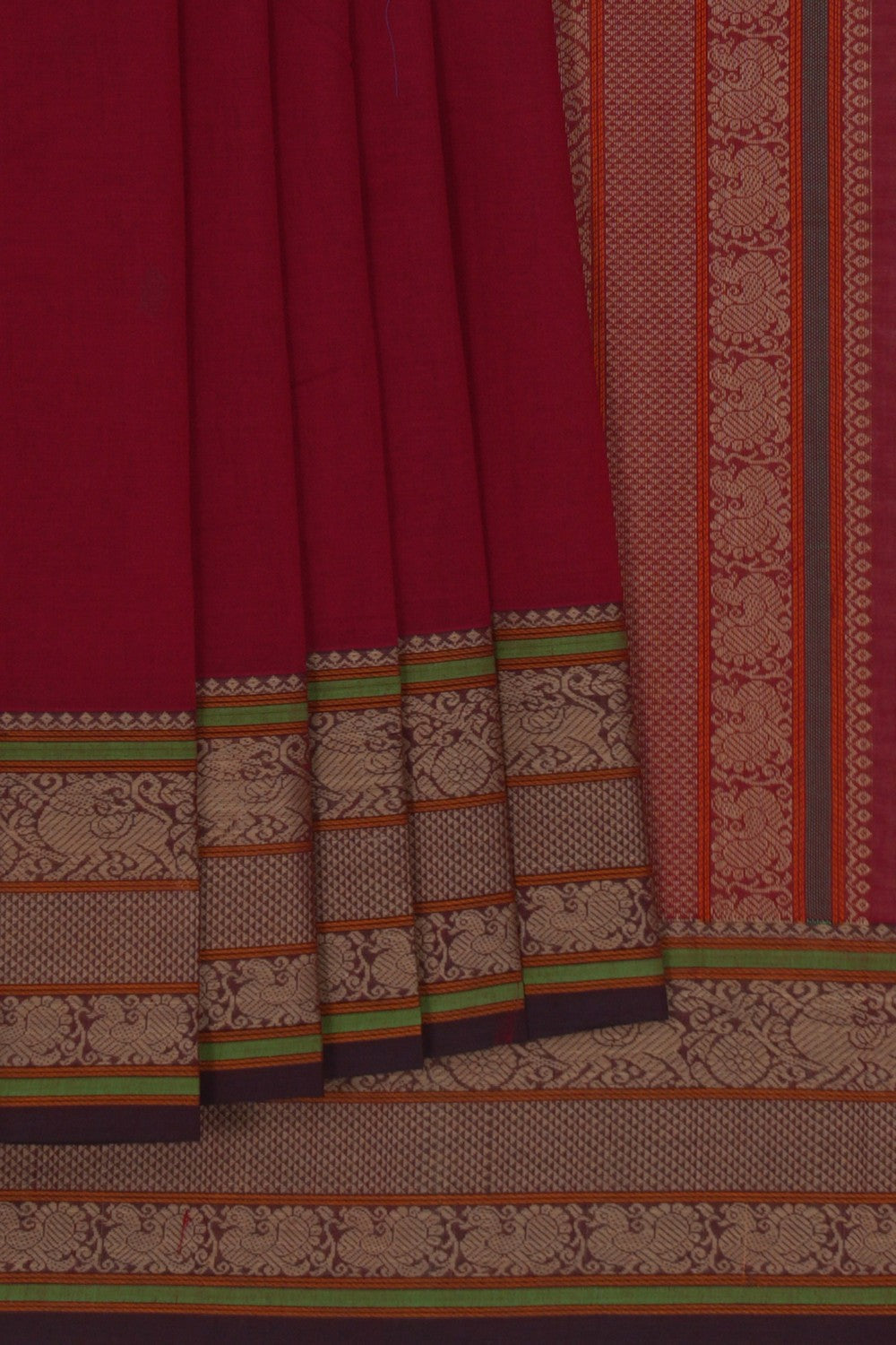 Image of Kanchi Cotton Red Saree