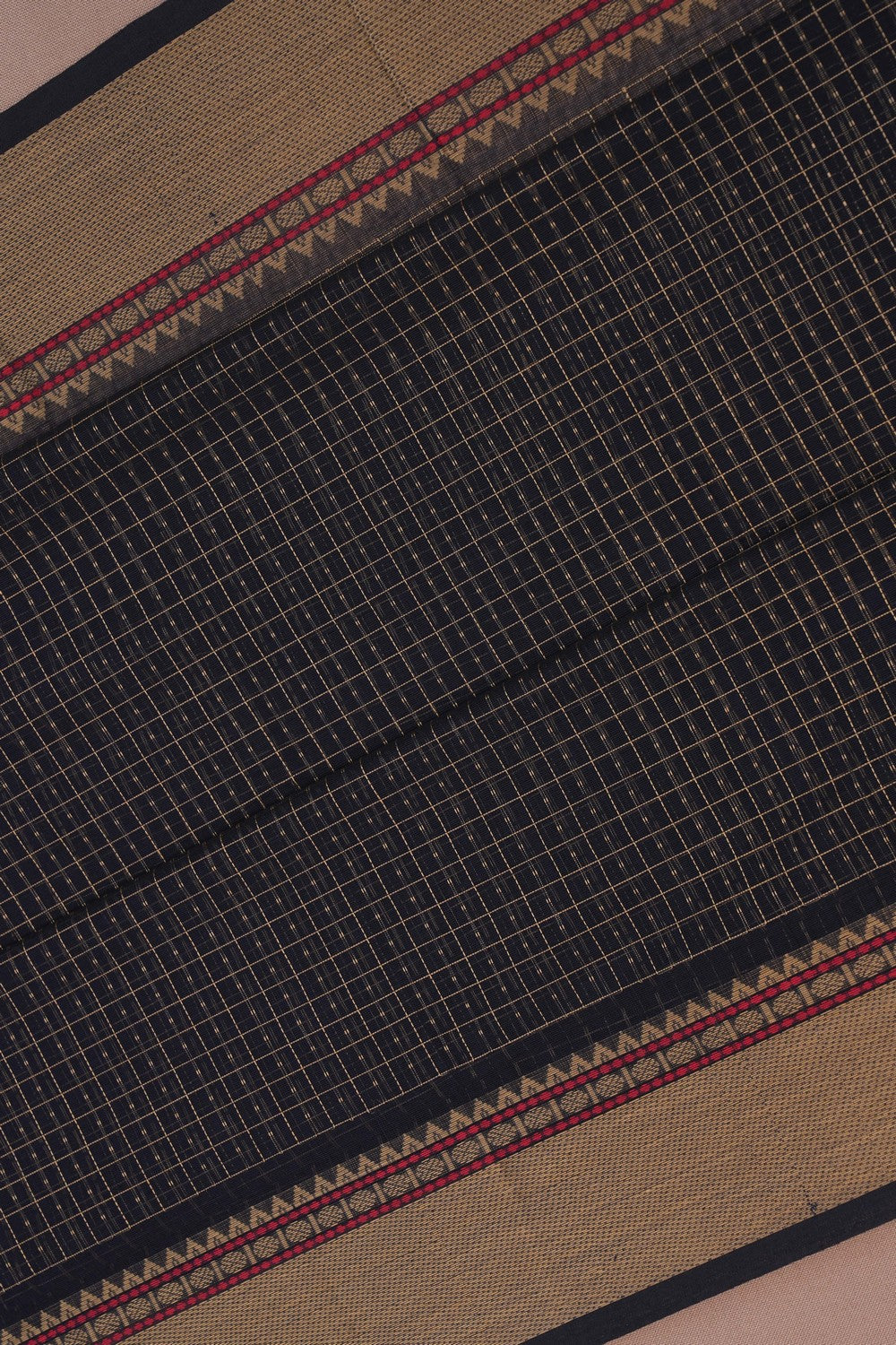 Image of Kanchi Cotton Kattam Black Saree