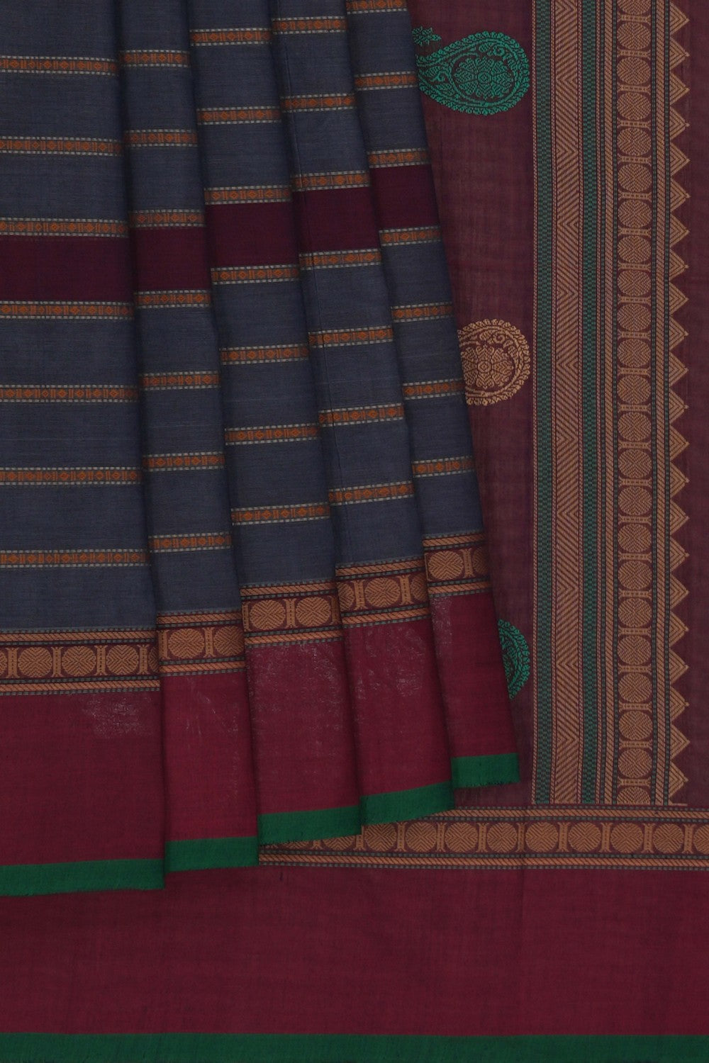 Image of Kanchi Cotton Grey Saree